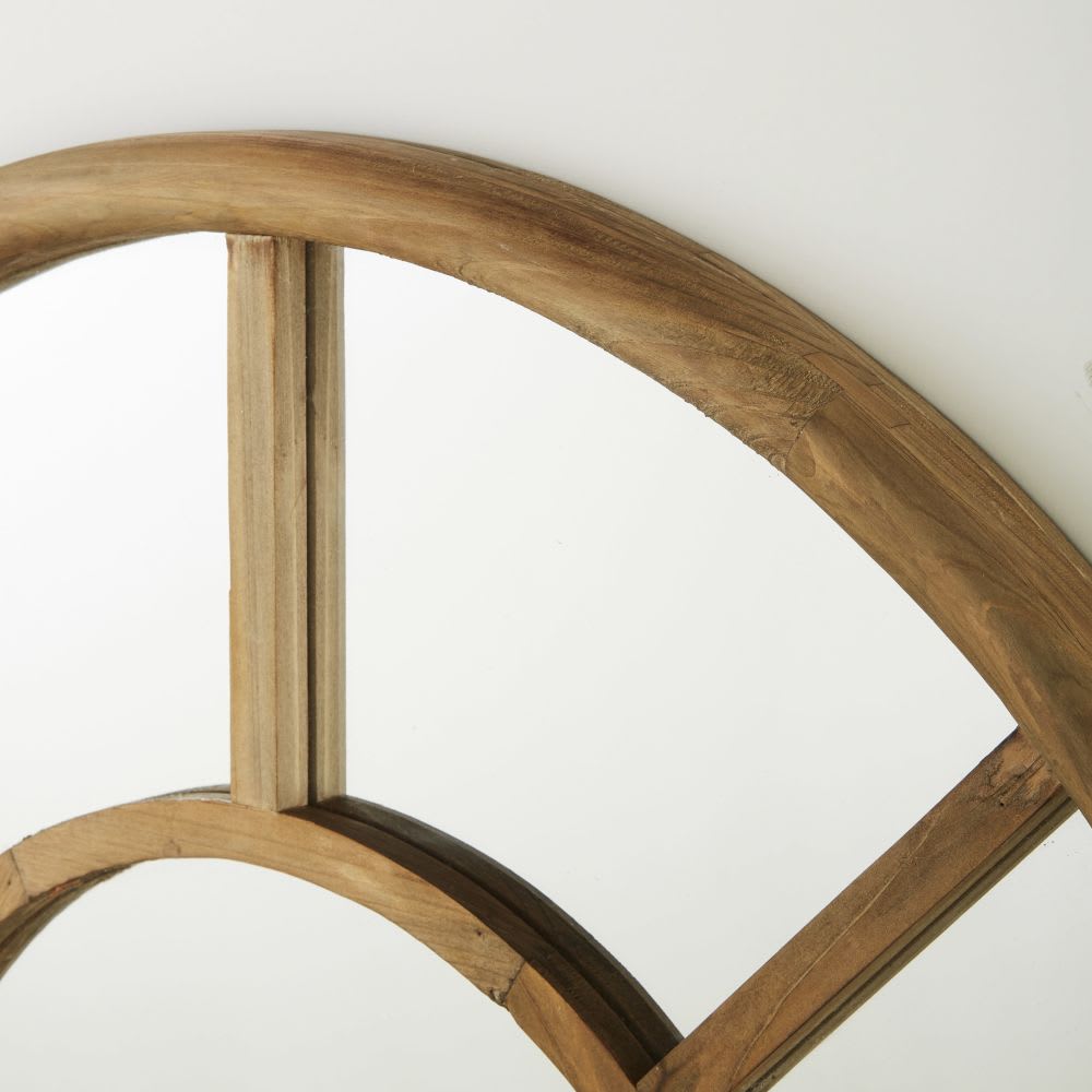 Miroir fenêtre arche en bois de sapin, 86x130 cm