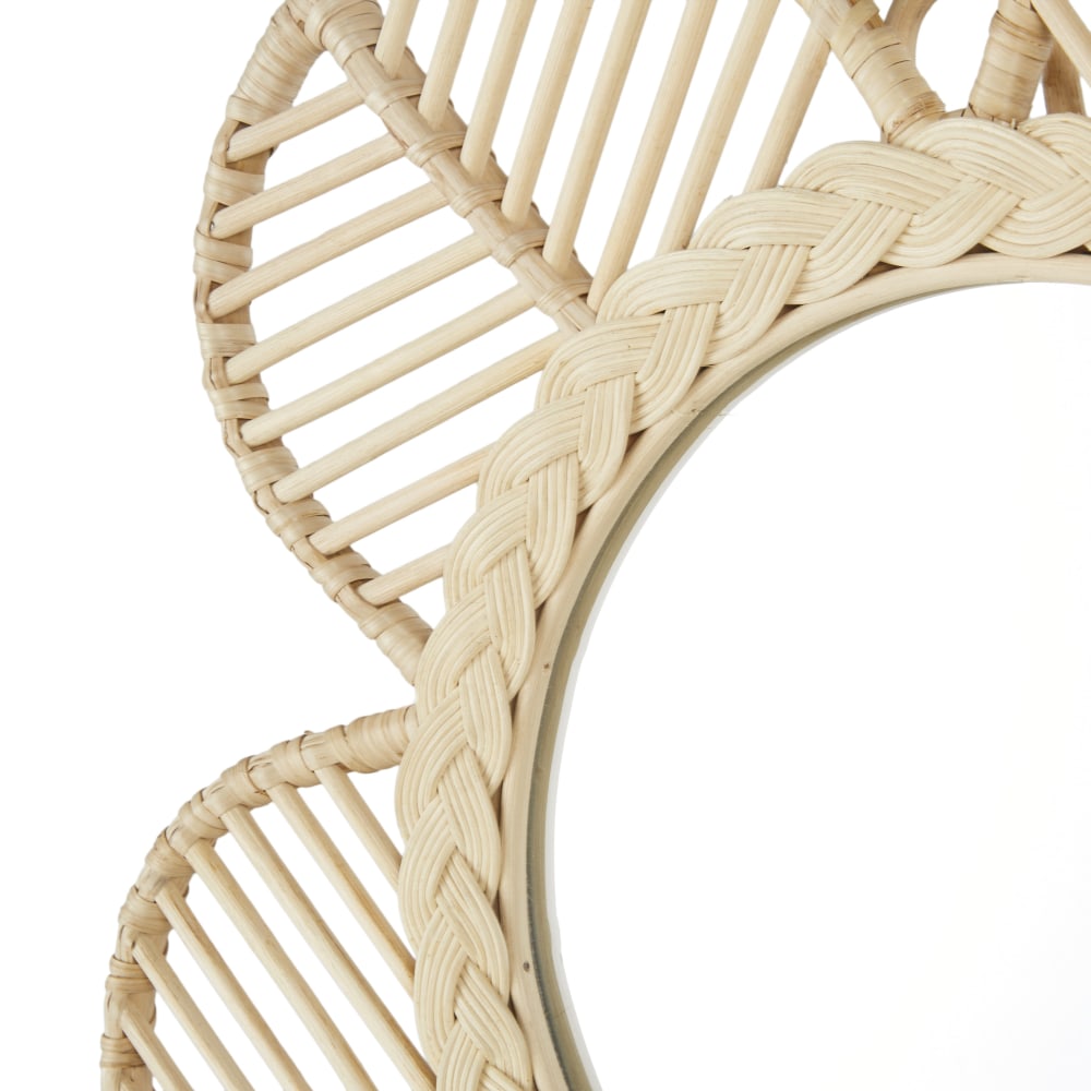 Miroir fleur en rotin beige 57x55 - Maisons du Monde