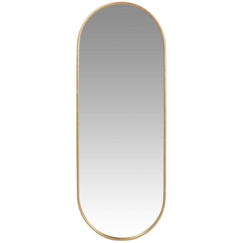 Miroir ovale en métal doré effet feuilles d'or 30x80