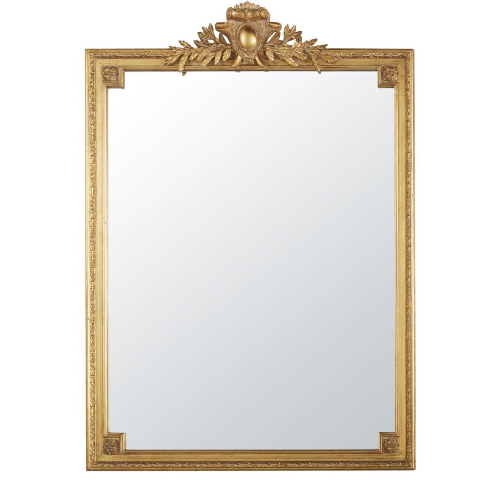 Miroir rectangulaire à moulures dorées, 100x140 cm
