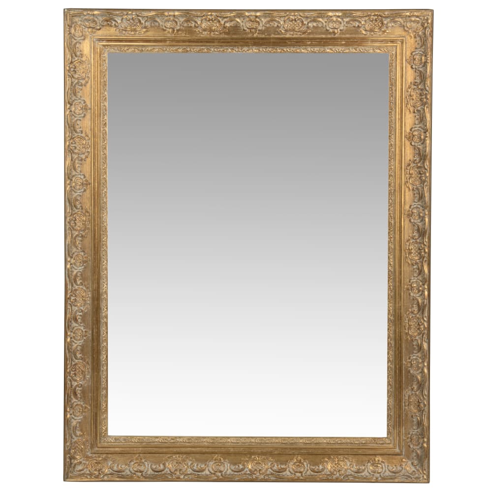 Miroir rectangulaire à moulures dorées, 70x90 cm