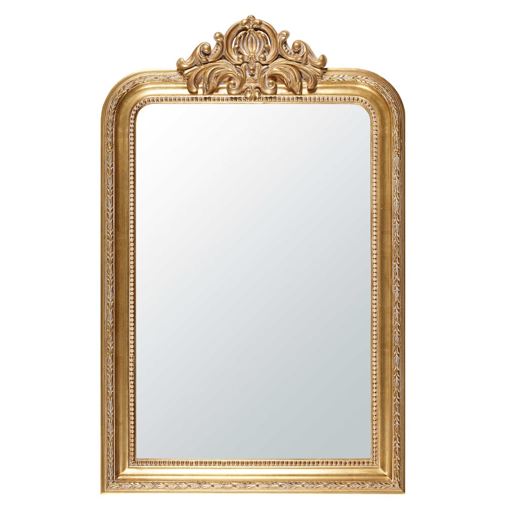 Miroir rectangulaire à moulures dorées 77x120