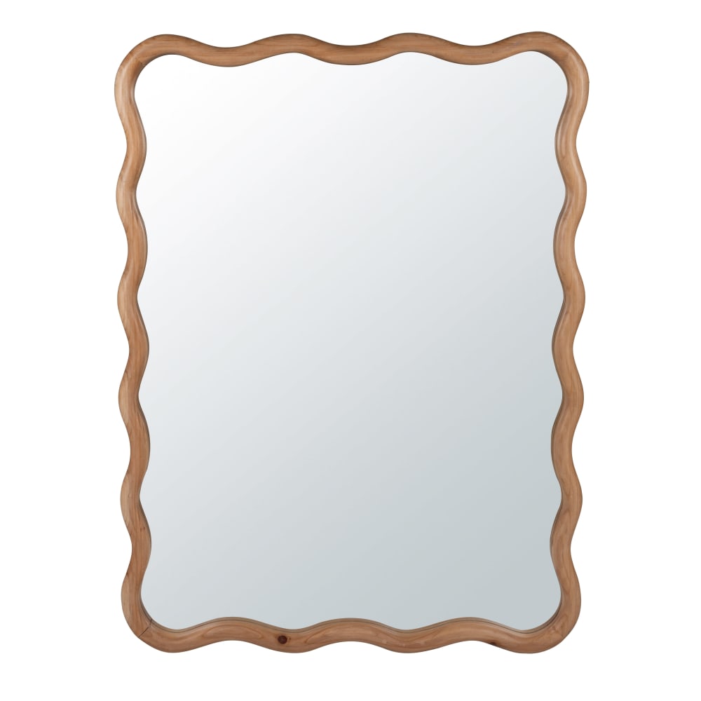 Miroir rectangulaire festonné en bois de sapin, 62x82 cm