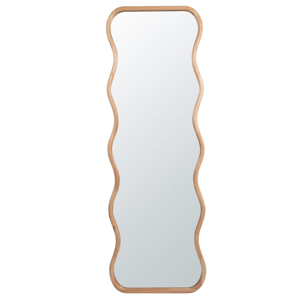 Miroir rectangulaire ondulé en bois d'hévéa, 50x150 cm