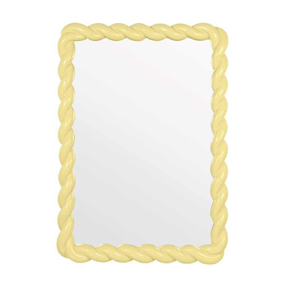 Miroir rectangulaire torsadé jaune 70x100