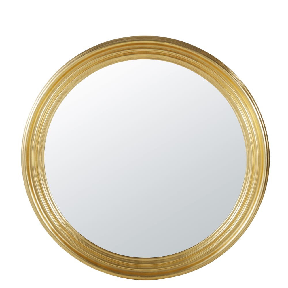 Miroir rond à moulures dorées, D120 cm