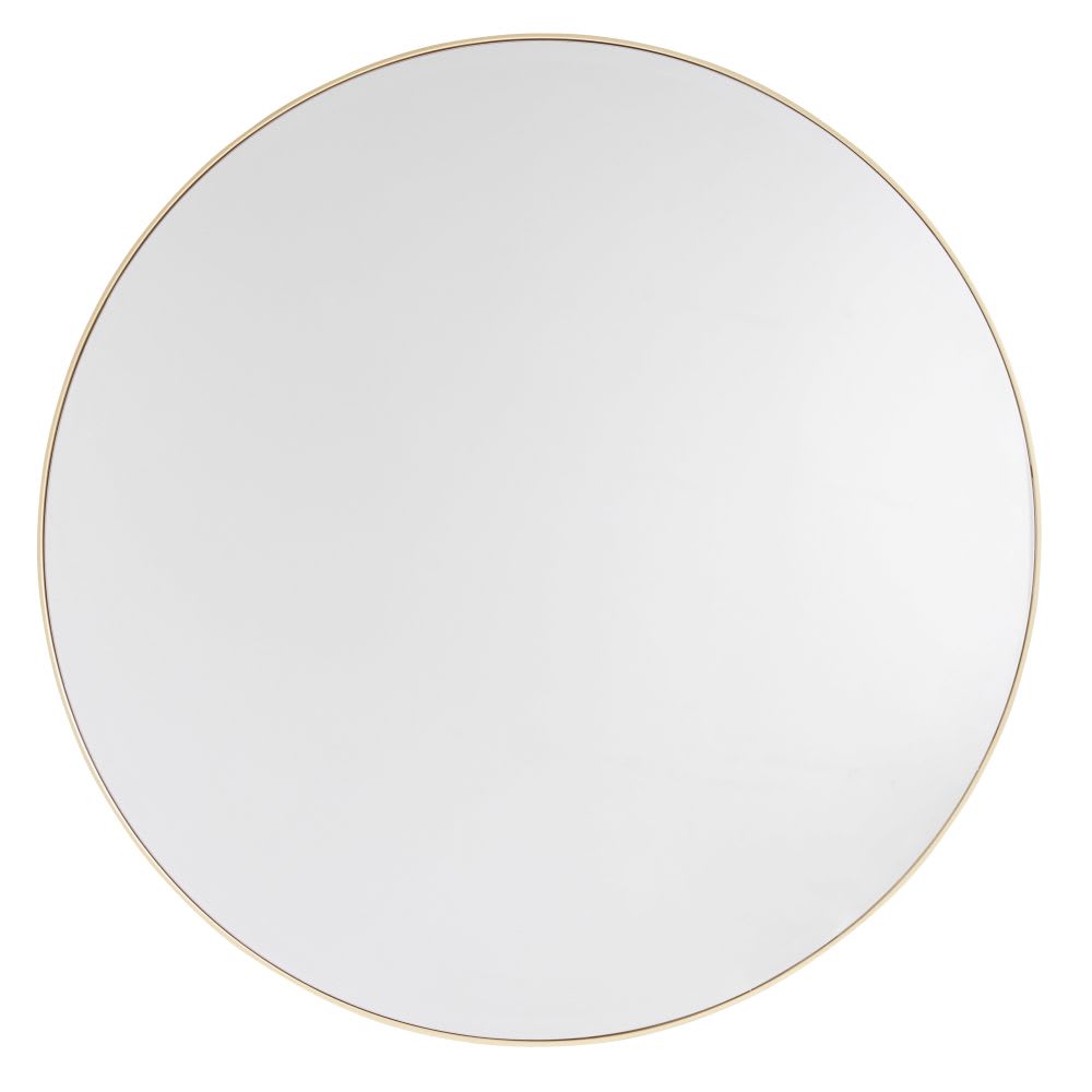 Miroir rond biseauté en métal doré D100