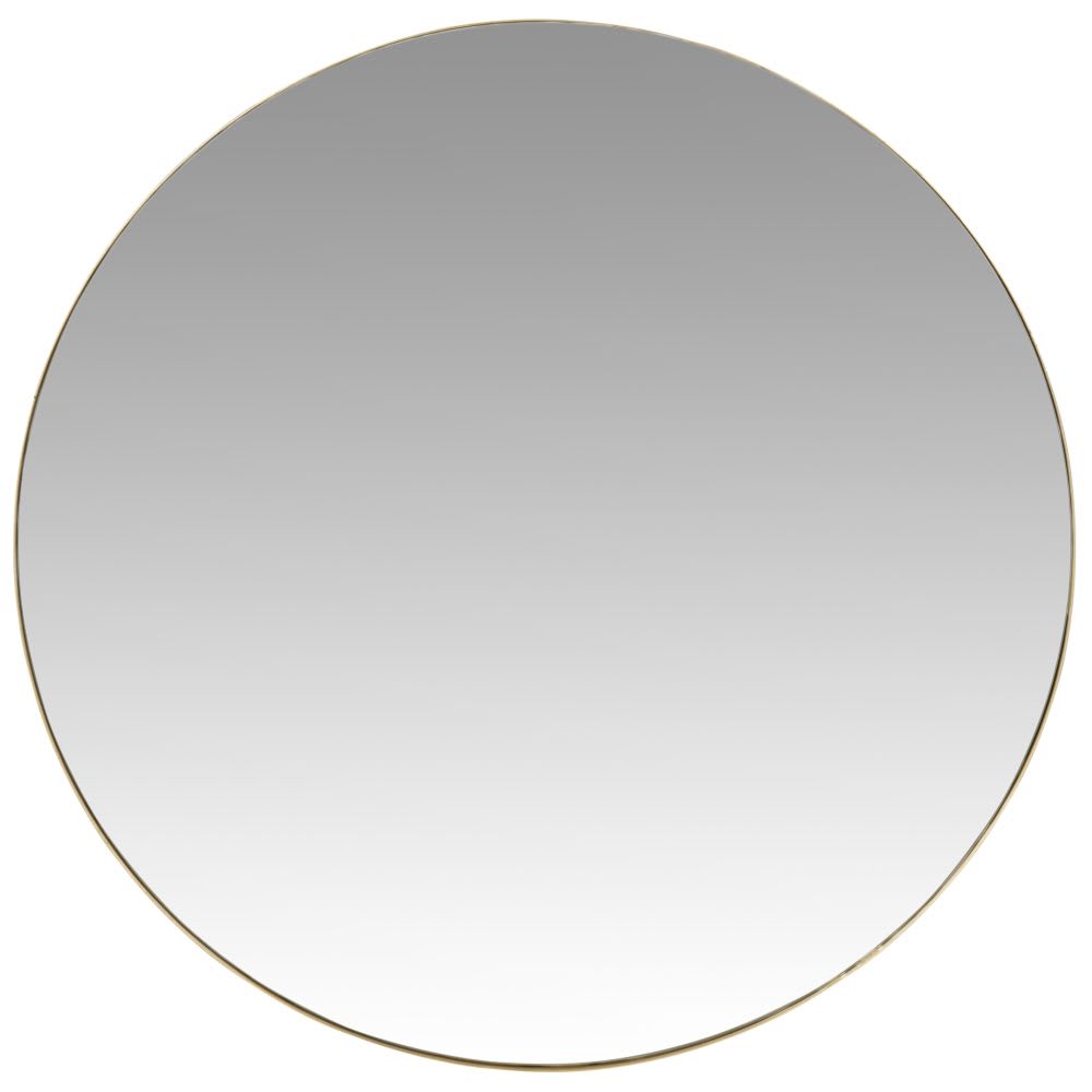 Miroir rond en acier doré, D90 cm