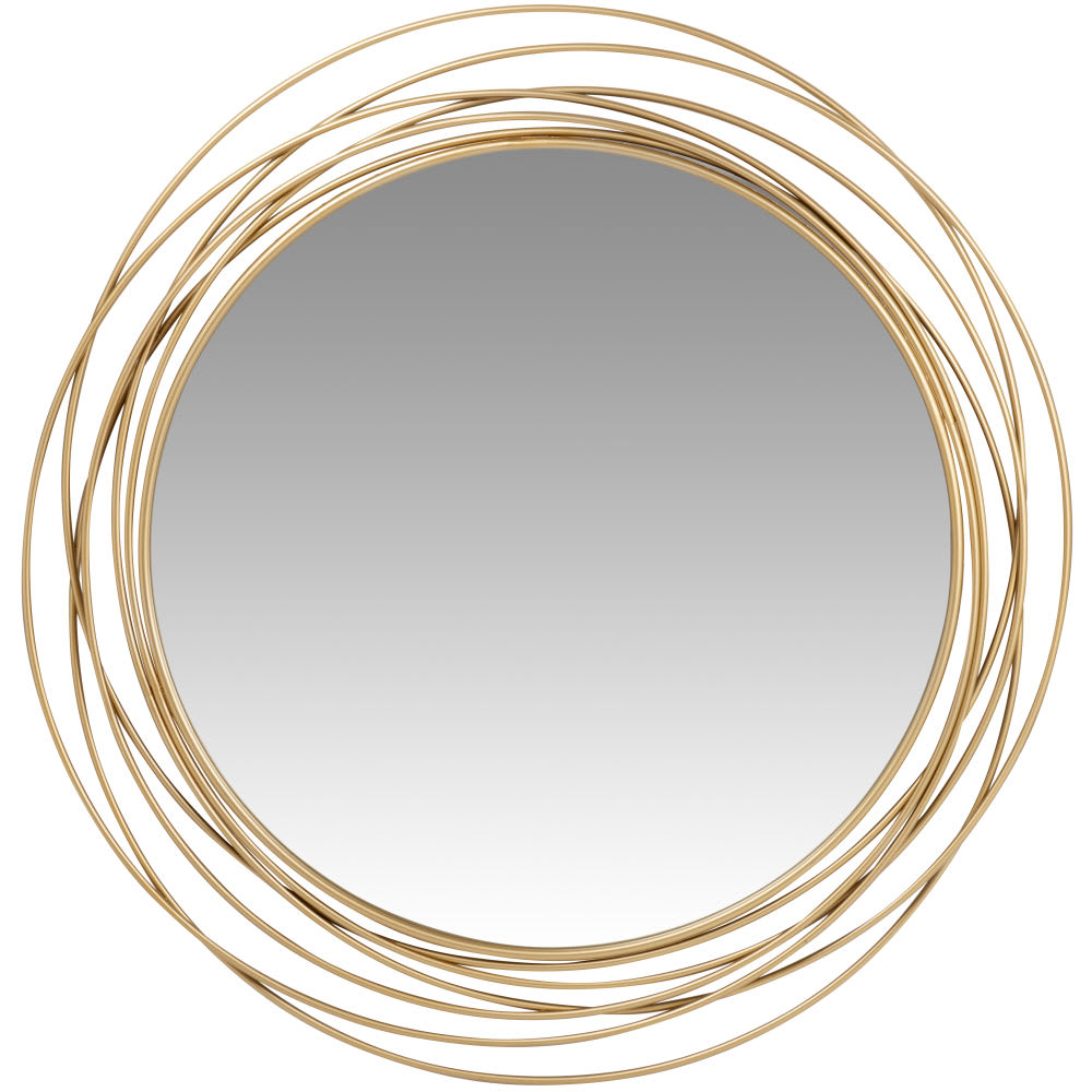 Miroir rond en acier doré, Ø90 cm