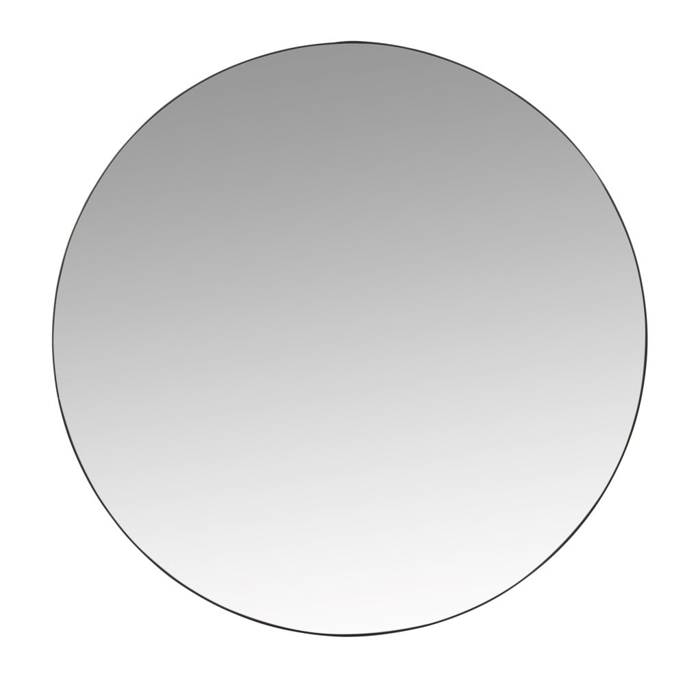 Miroir rond en acier laqué noir, D70 cm