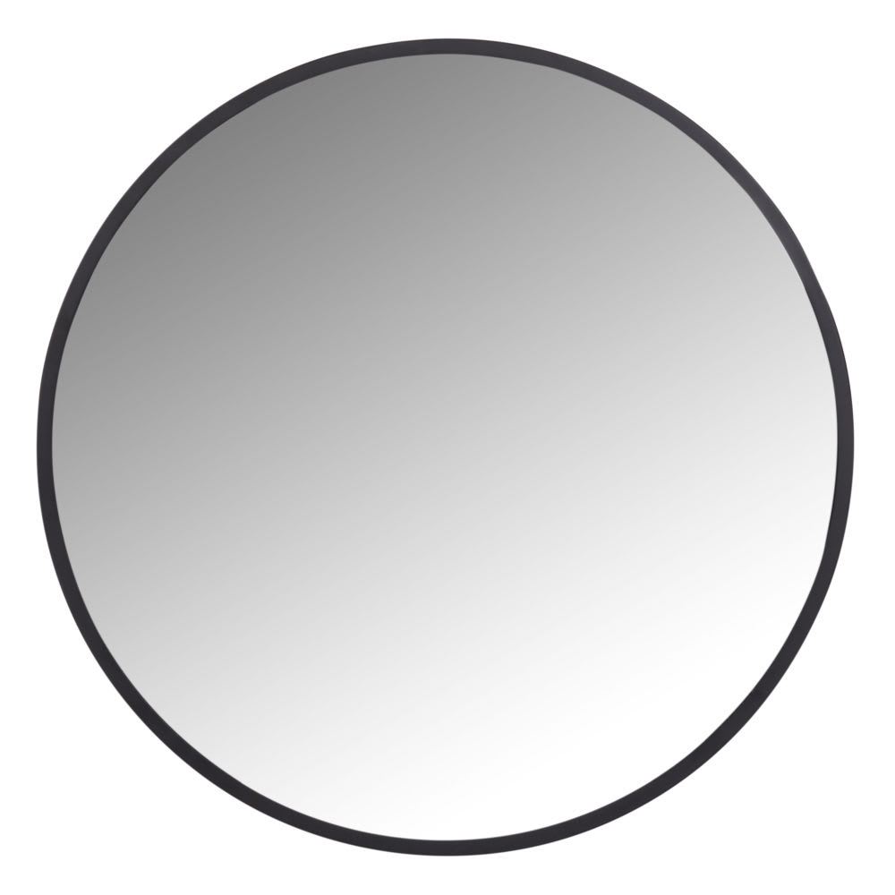Miroir rond en acier noir, D60 cm