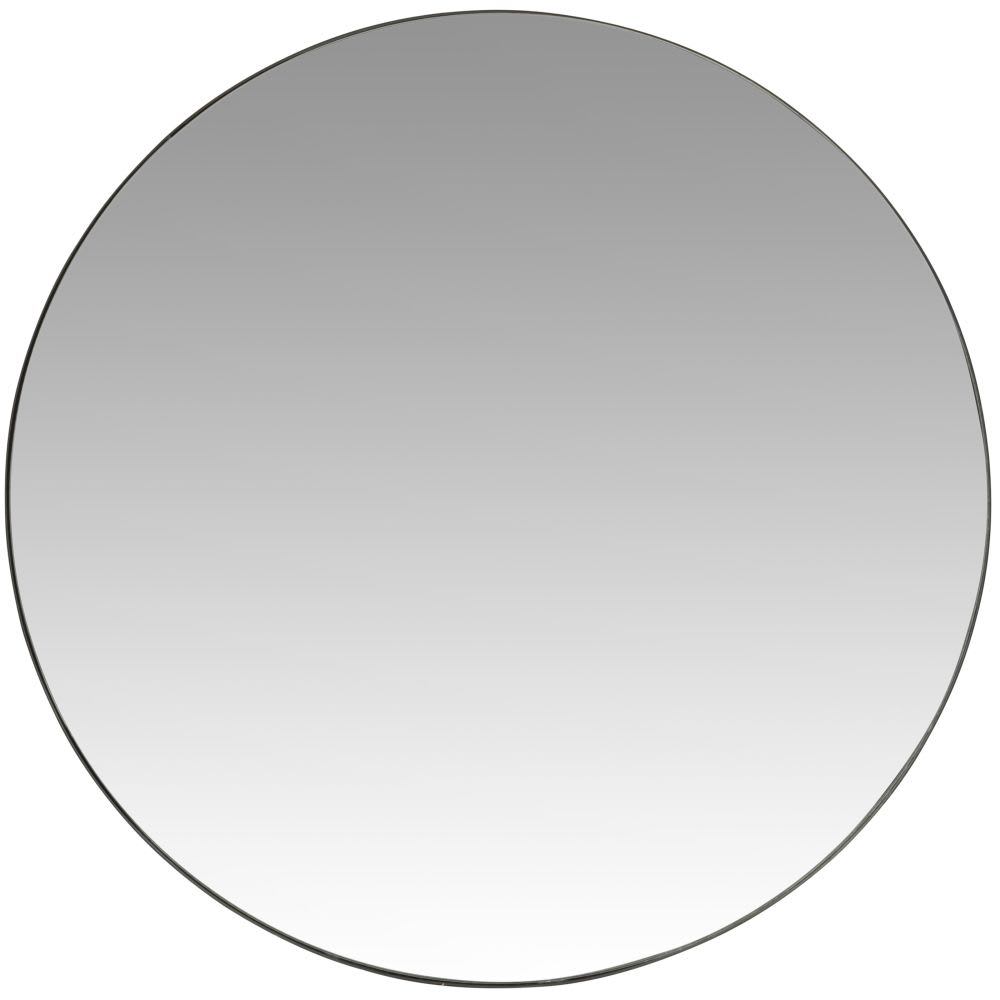 Miroir rond en acier noir, Ø90 cm
