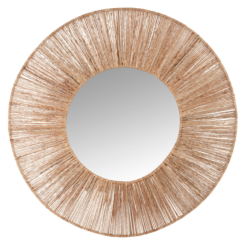Miroir rond en jute marron, D70 cm