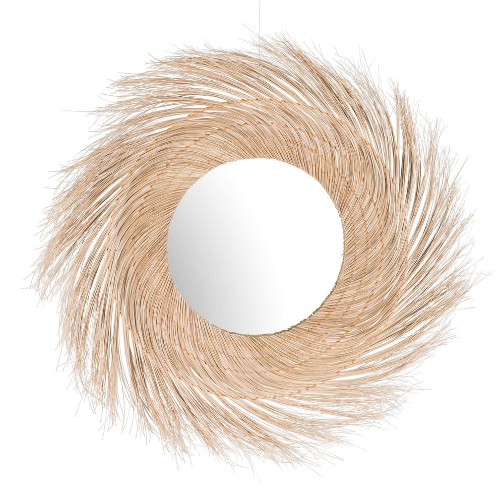 Miroir rond en rotin, Ø125 cm