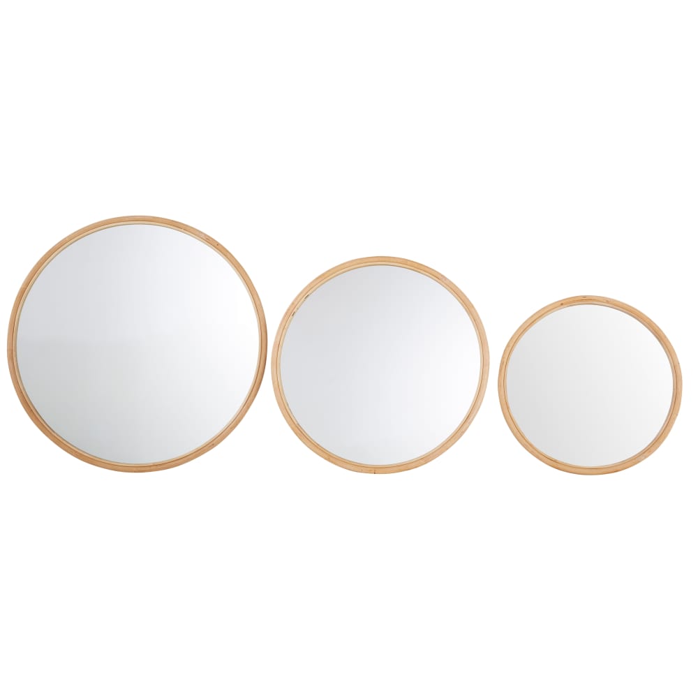 Miroirs ronds en rotin (x3) D91