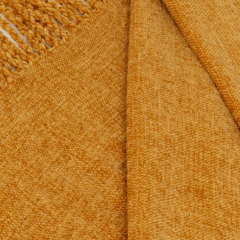 Mosterdgele chenille plaid van gerecycleerd polyester 130 x 170