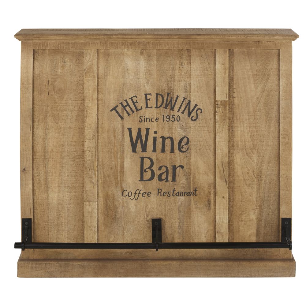 Mueble bar con 1 puerta de mango macizo y metal negro