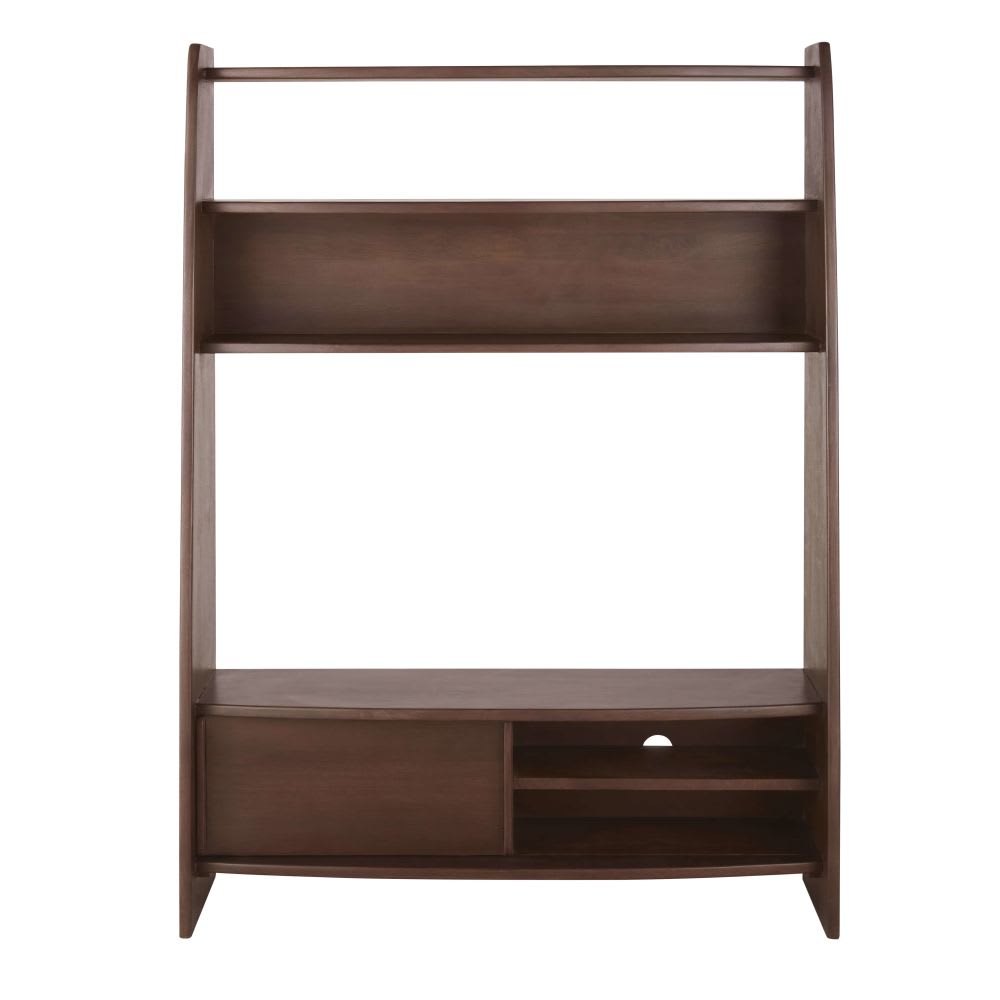 Mueble de TV de madera de acacia con baldas y 1 puerta 128 cm