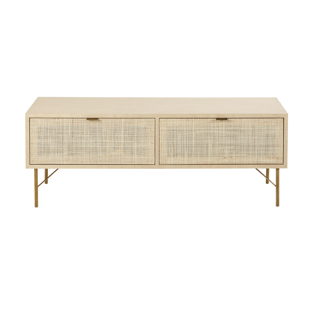 mueble tv de chapa de abedul y ratan de 120 cm