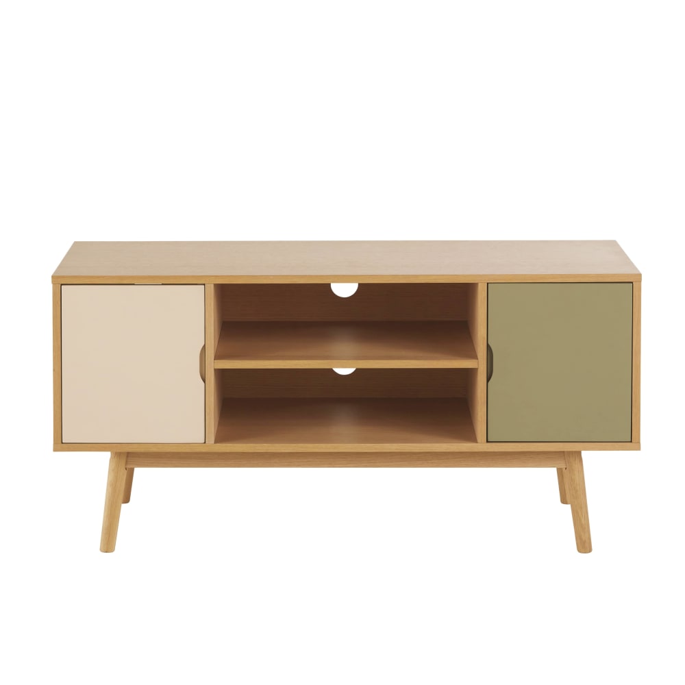 mueble tv de chapa de roble de 120 cm con 2 puertas