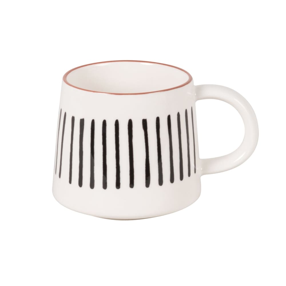 Mug en céramique blanche, noire et rouge