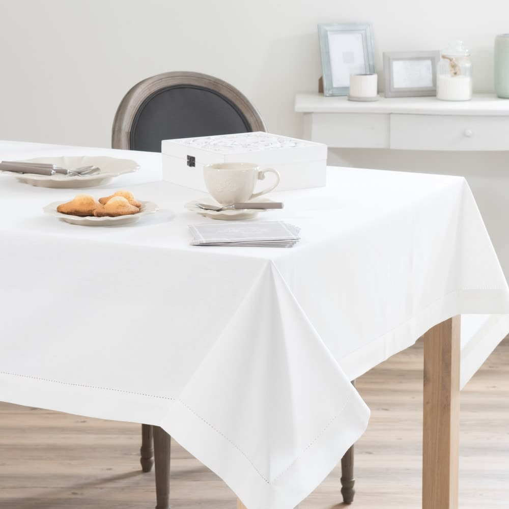 Nappe en coton écru et jour échelle 150 x 350 cm