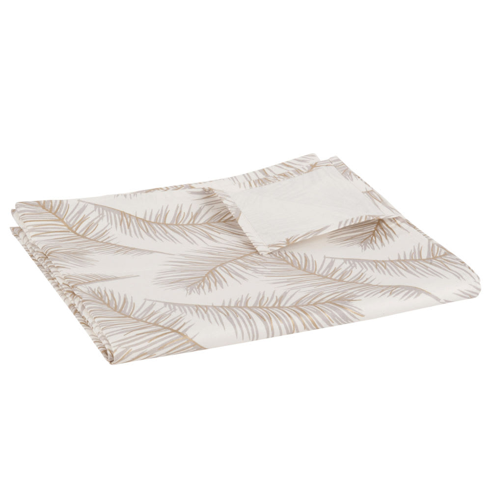 Nappe en coton enduit imprimé feuillages 150x250