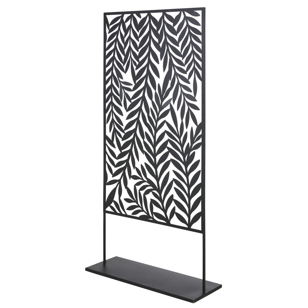 Outdoor-Paravent aus Metall mit schwarzem Blättermotiv - Maisons