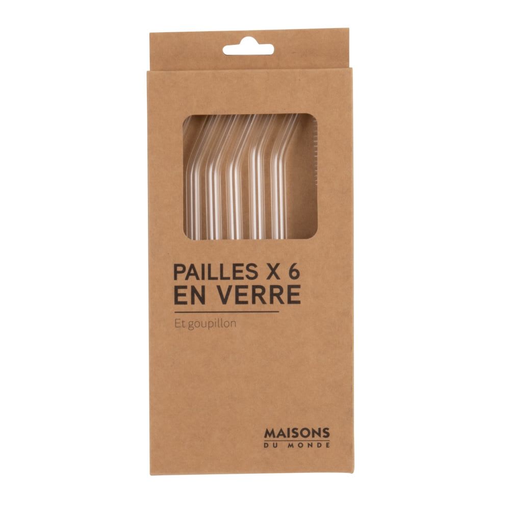 Pailles en verre transparent (x6)