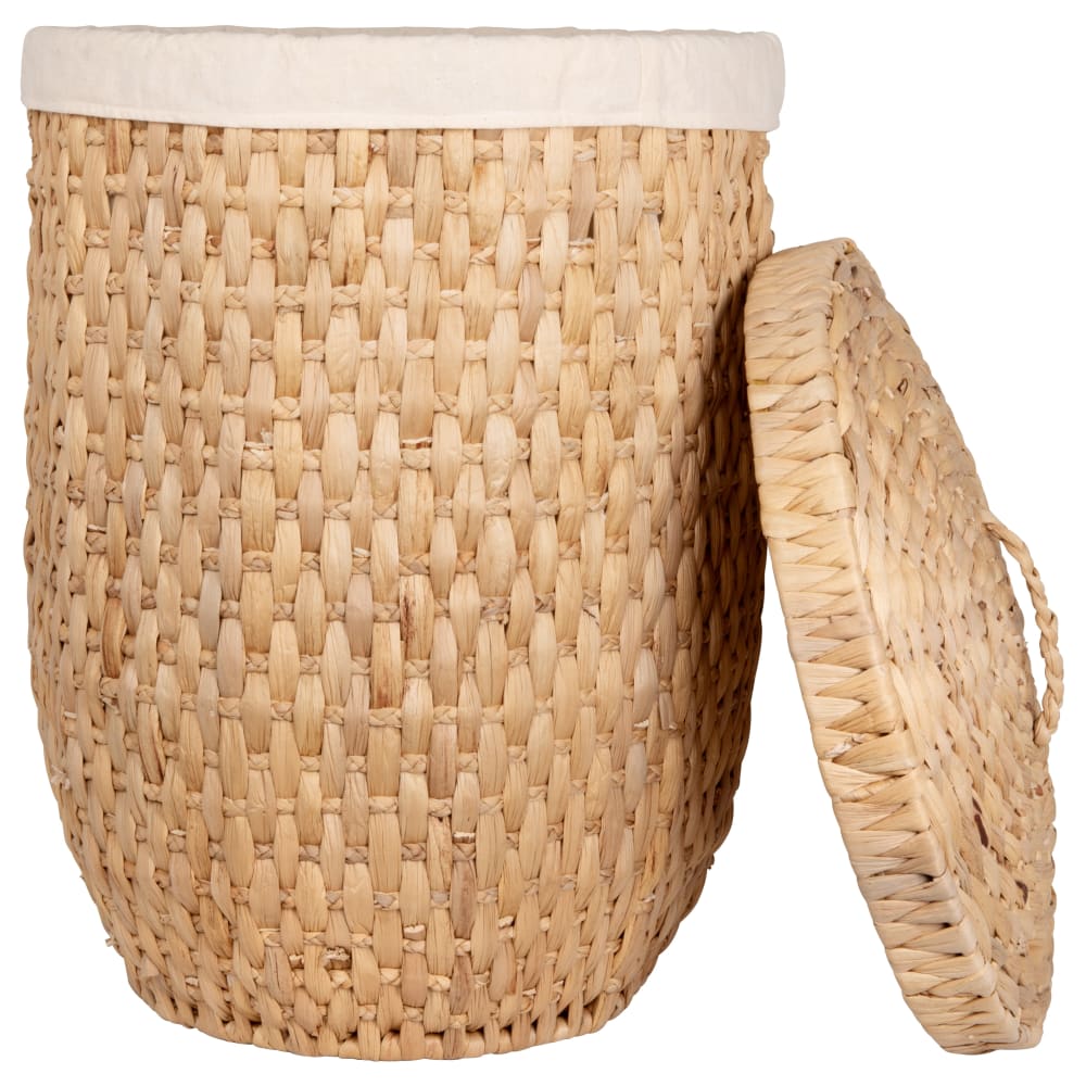 Panier à linge en jacinthe d'eau avec couvercle