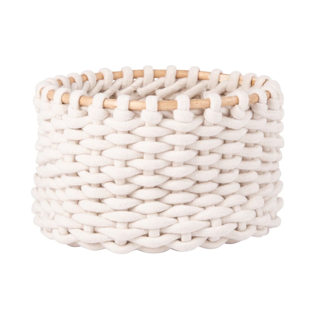 Panier en coton crochet ivoire et rotin — Beyit