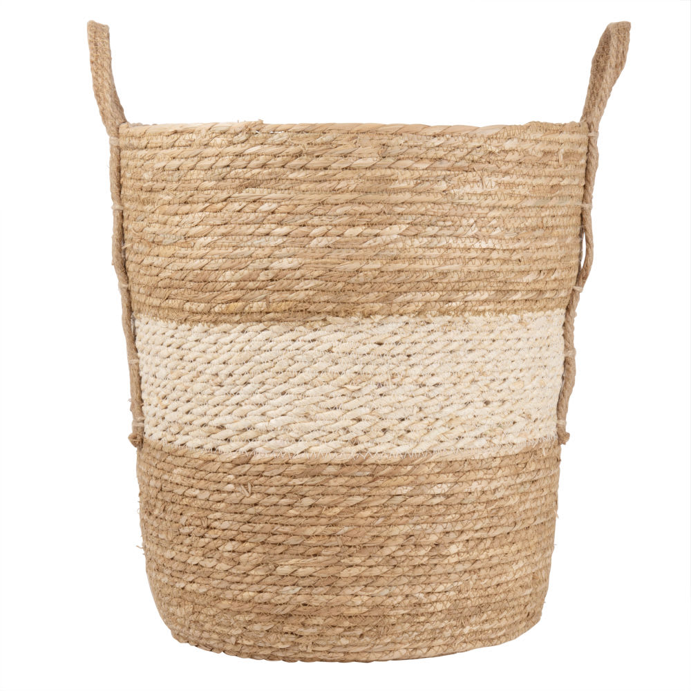 Panier en fibre végétale camel, écru et beige — Beyit