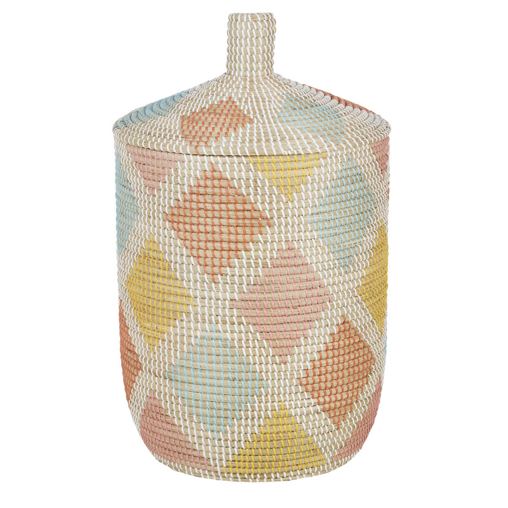 Panier en fibre végétale tressée main multicolore — Beyit