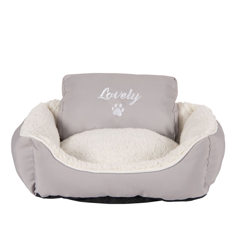 Panier pour chien en coton blanc cassé imprimé