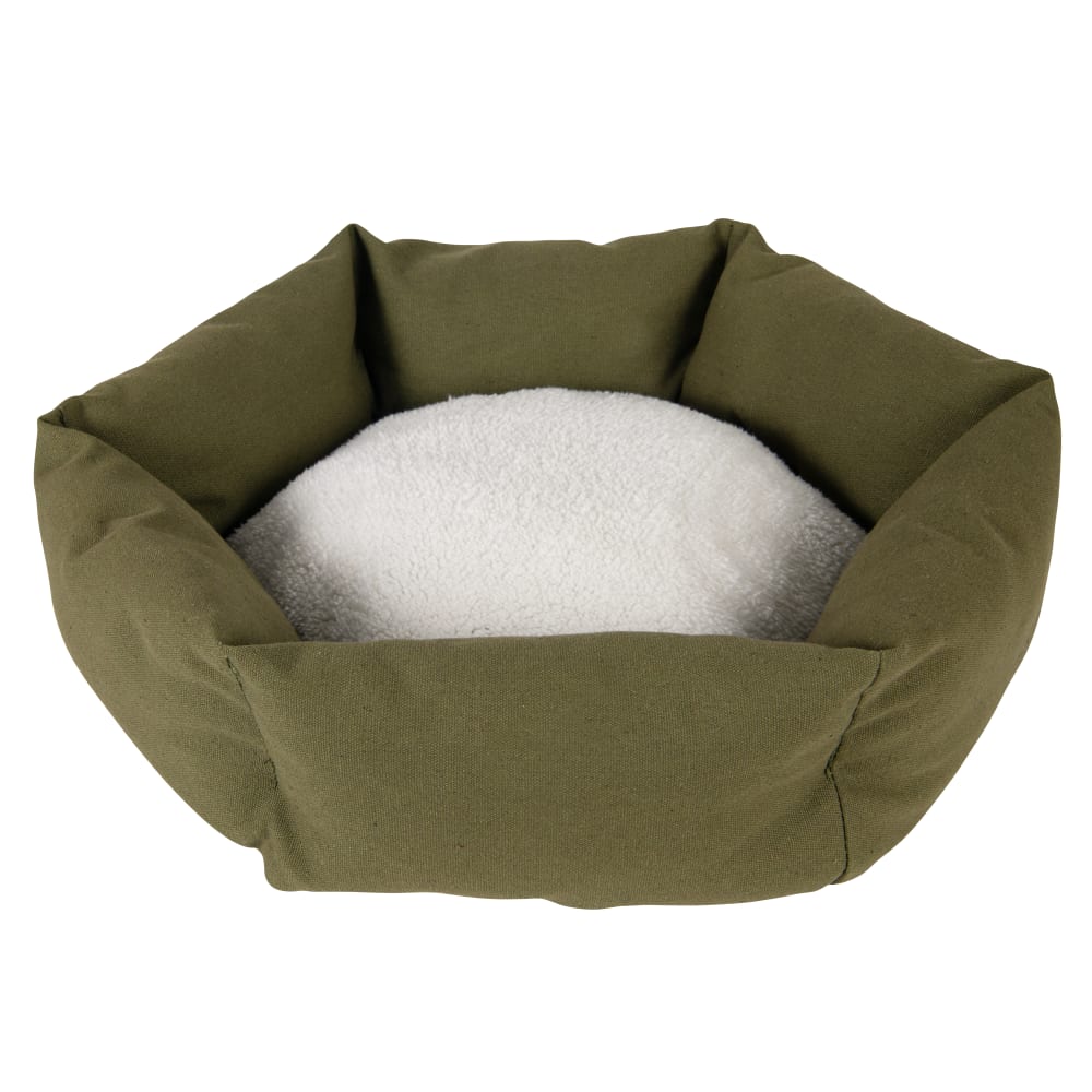 Panier pour chien et chat vert kaki et écru