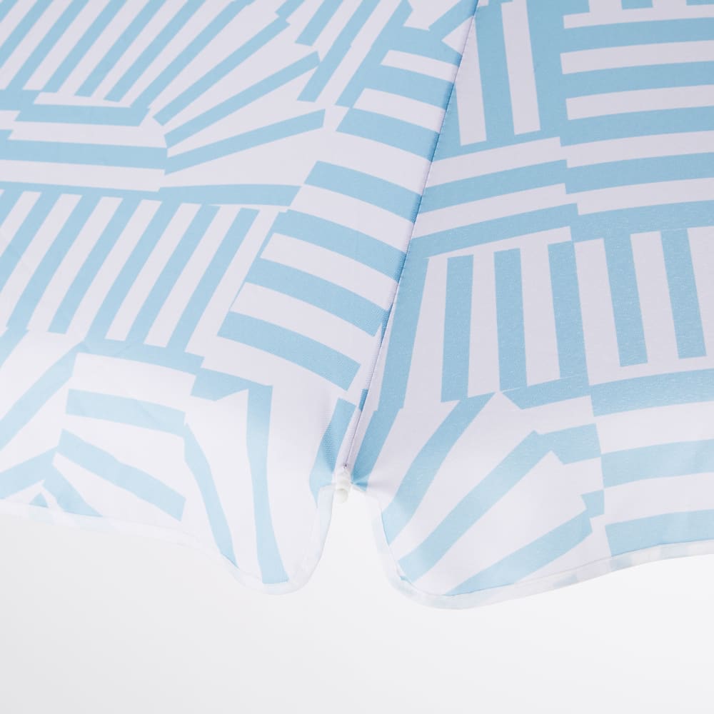 Parasol vintage 2x2m en aluminium imitation bois et toile bleue et blanche - Maisons du Monde