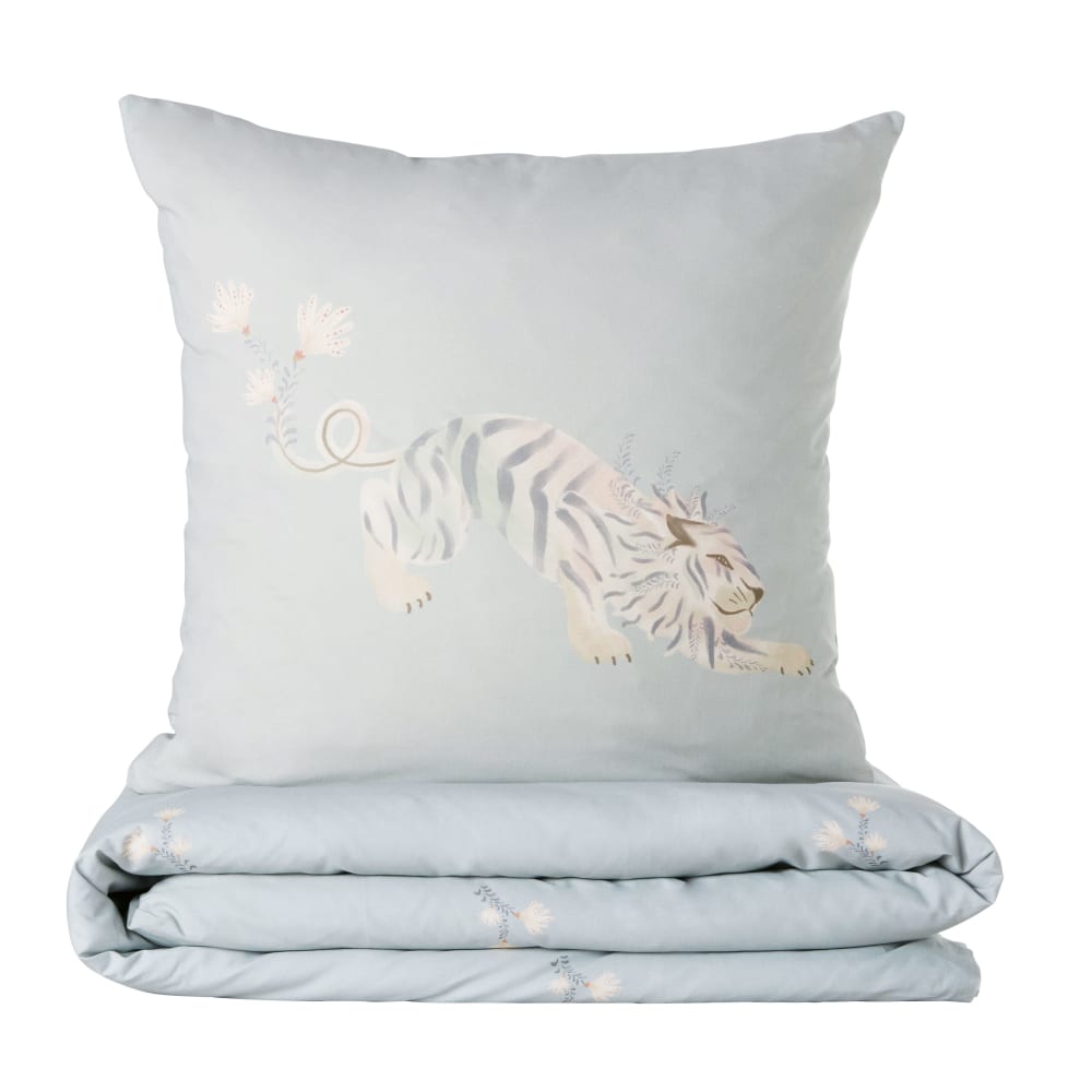 Parure de lit en coton biologique bleu à motif 260x240