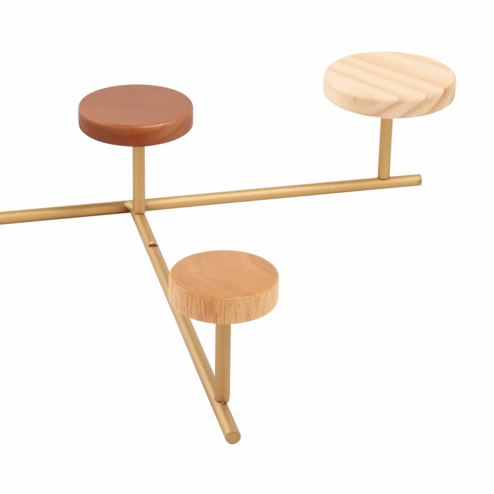 Patère 9 crochets en bois d'hévéa, pin et métal doré - Maisons du Monde