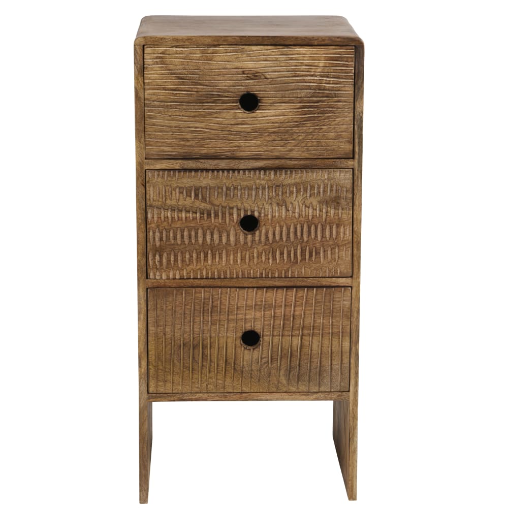 Petit+meuble+de+rangement+3+tiroirs+en+manguier+grave+main