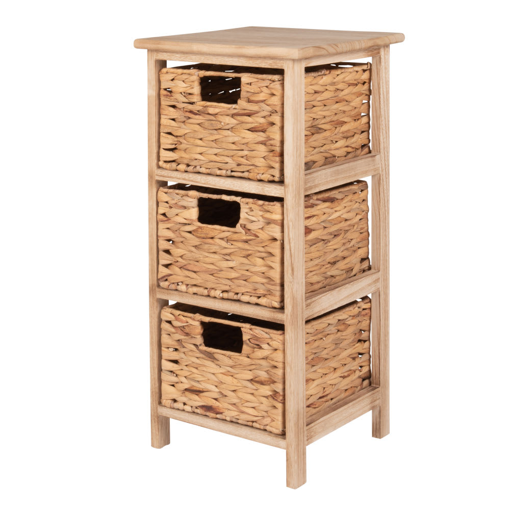 Petit meuble de rangement 3 tiroirs en paille — vue 3