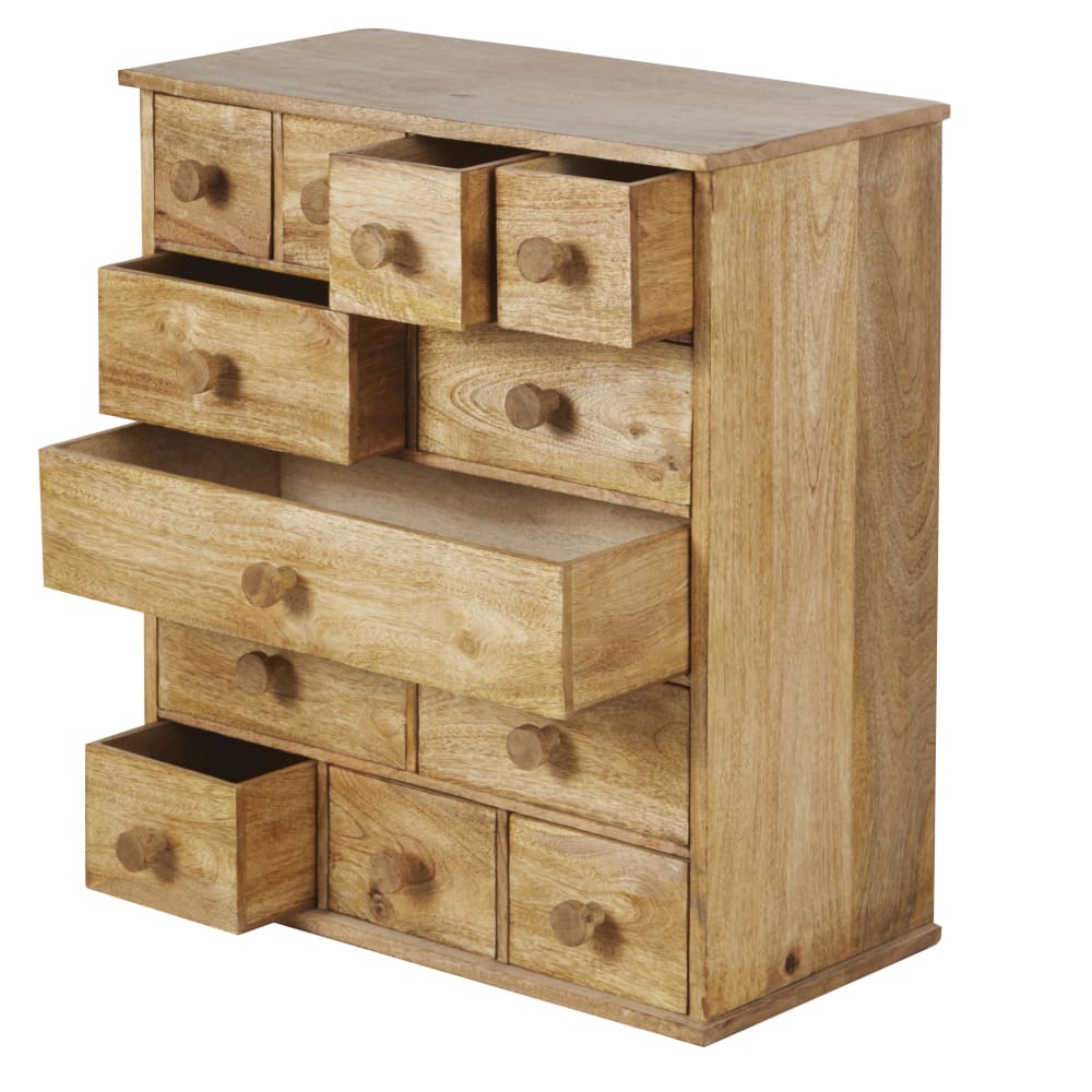Petit meuble de rangement multi-tiroirs en bois de manguier