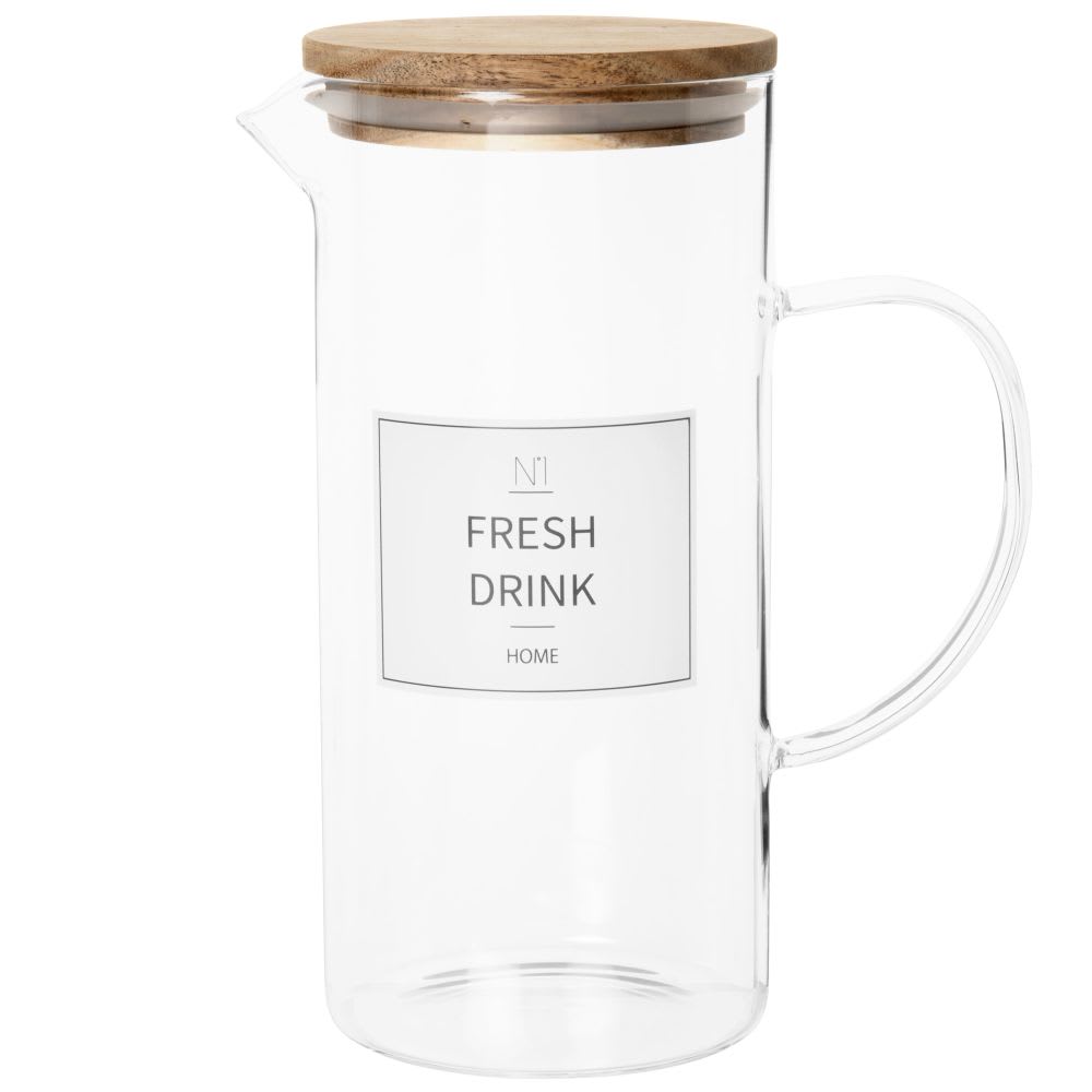 Pichet en verre et acacia 1.7L