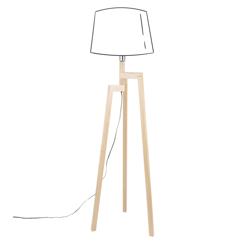 Pied de lampadaire en bois d'hévéa, H132 cm