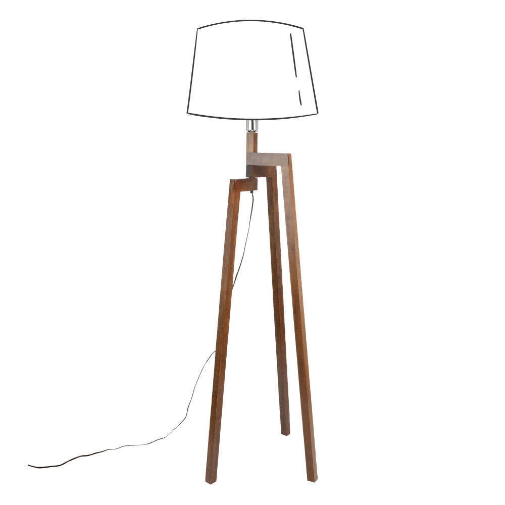 Pied de lampadaire en bois d'hévéa, H132 cm