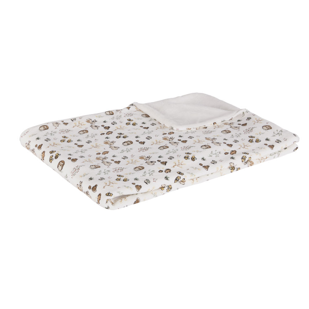 Plaid bébé en gaze de coton biologique imprimé forêt multicolore 75x100