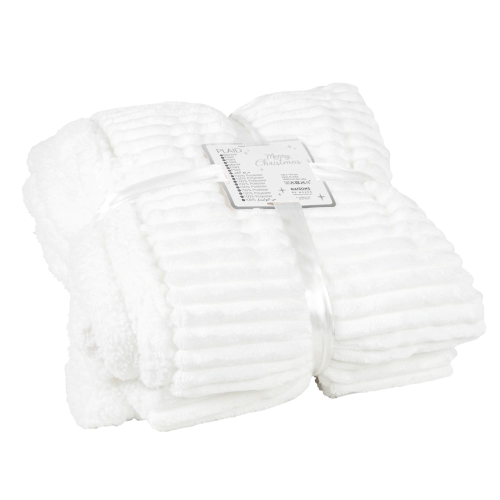 Plaid blanc à paillettes 130x170 - Maisons Du Monde
