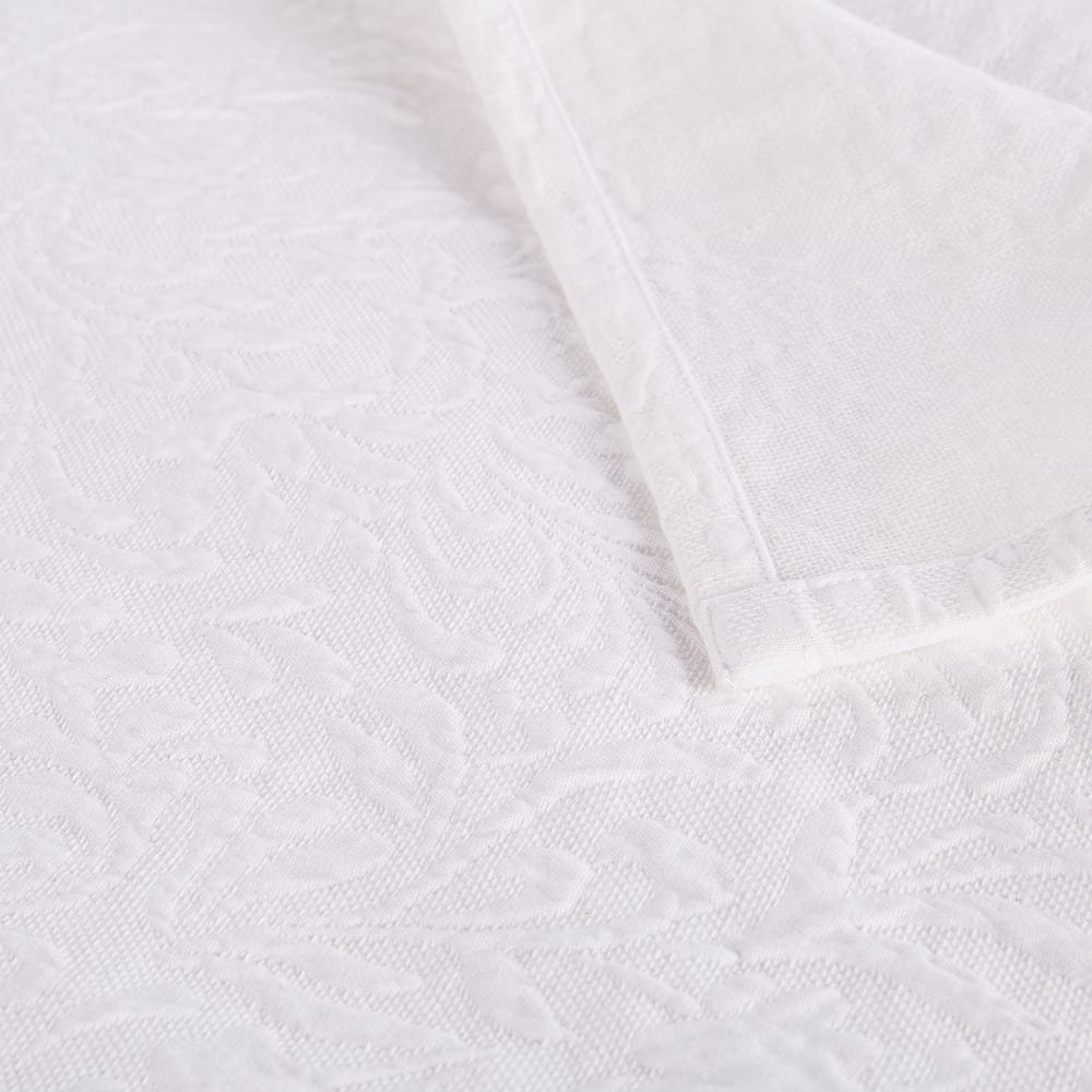 Plaid en coton blanc motif tissé jacquard 220x240 - Maisons du Monde