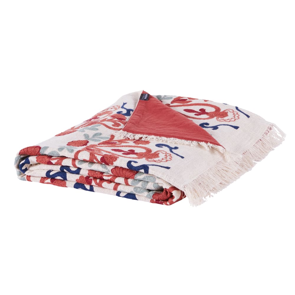 Plaid en coton motif brodé multicolore 130x170 — vue 3