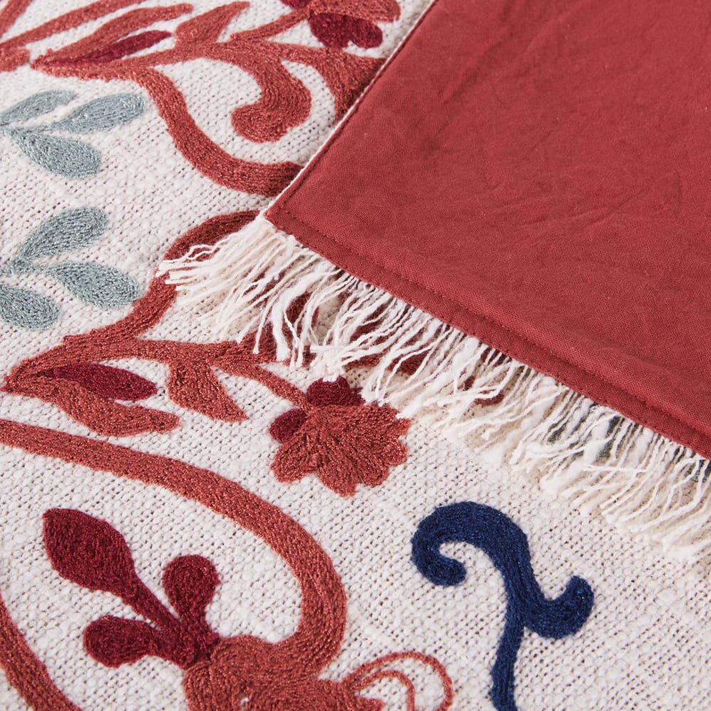Plaid en coton motif brodé multicolore 130x170 — vue 4