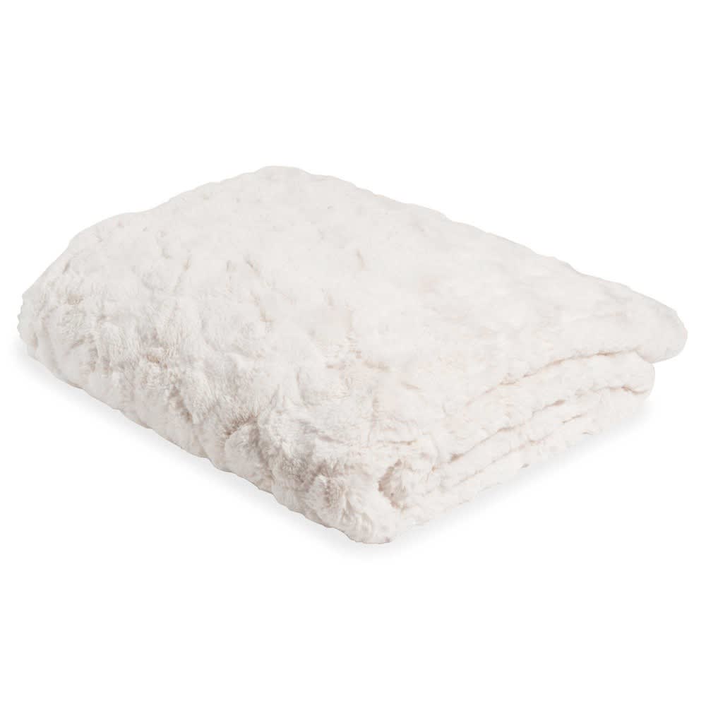 Plaid en fausse fourrure blanche 150 x 180 cm  - Maisons du Monde